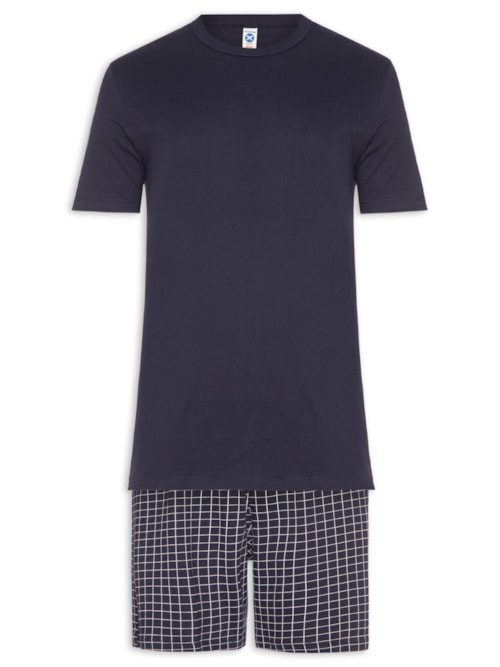 Pijama Masculino em Algodão com Saquinho Estampado - Azul