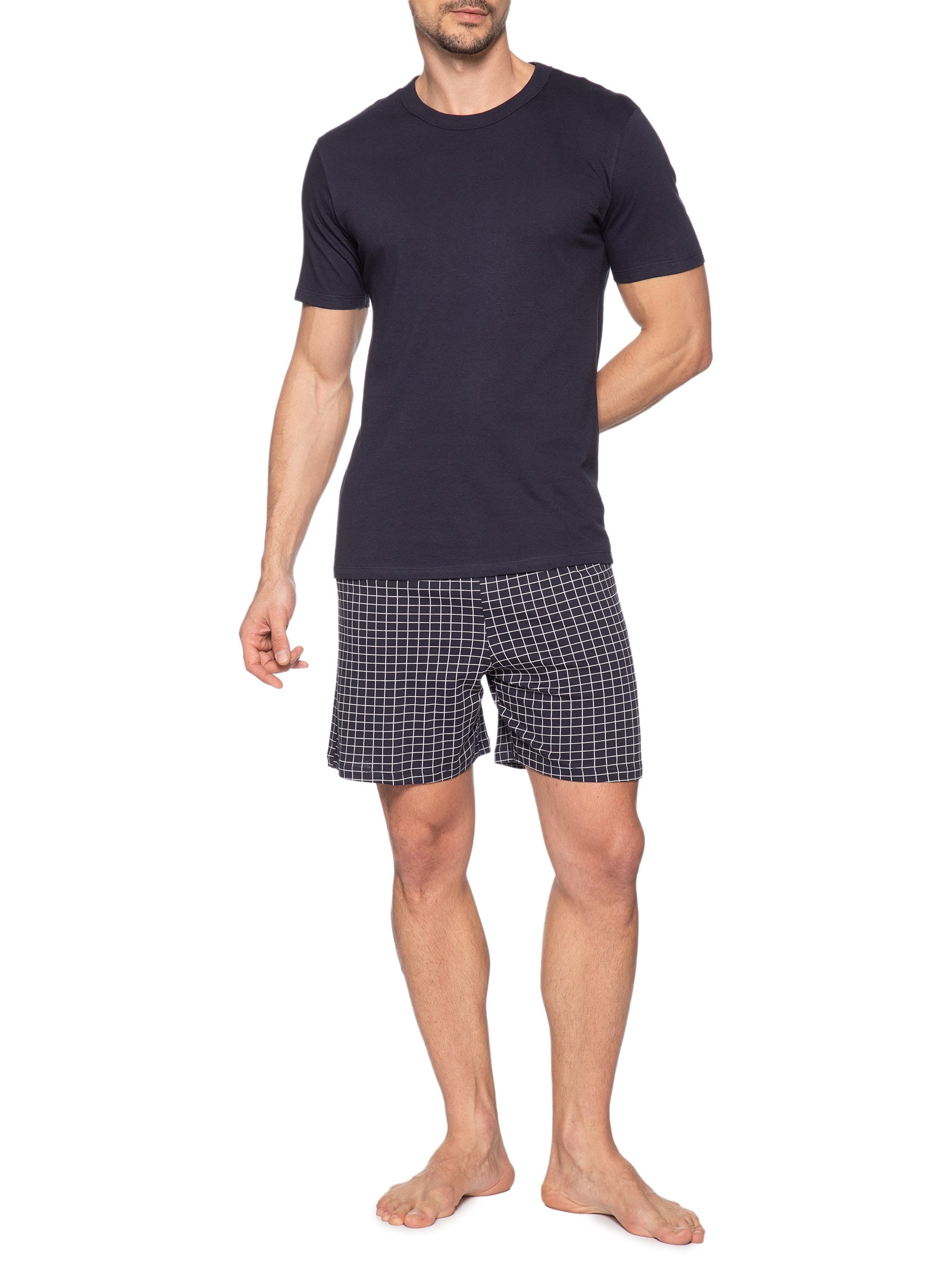 Pijama Masculino em Algodão com Saquinho Estampado Azul Hering Intimates