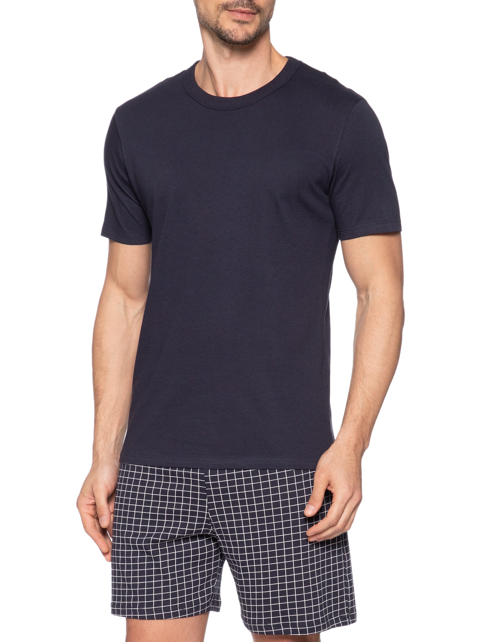 Pijama Masculino em Algodão com Saquinho Estampado Azul Hering Intimates