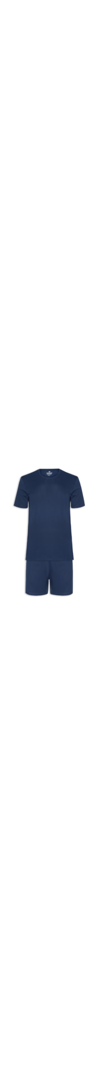 Pijama Masculino em Algodão Pima com Bermuda - Azul