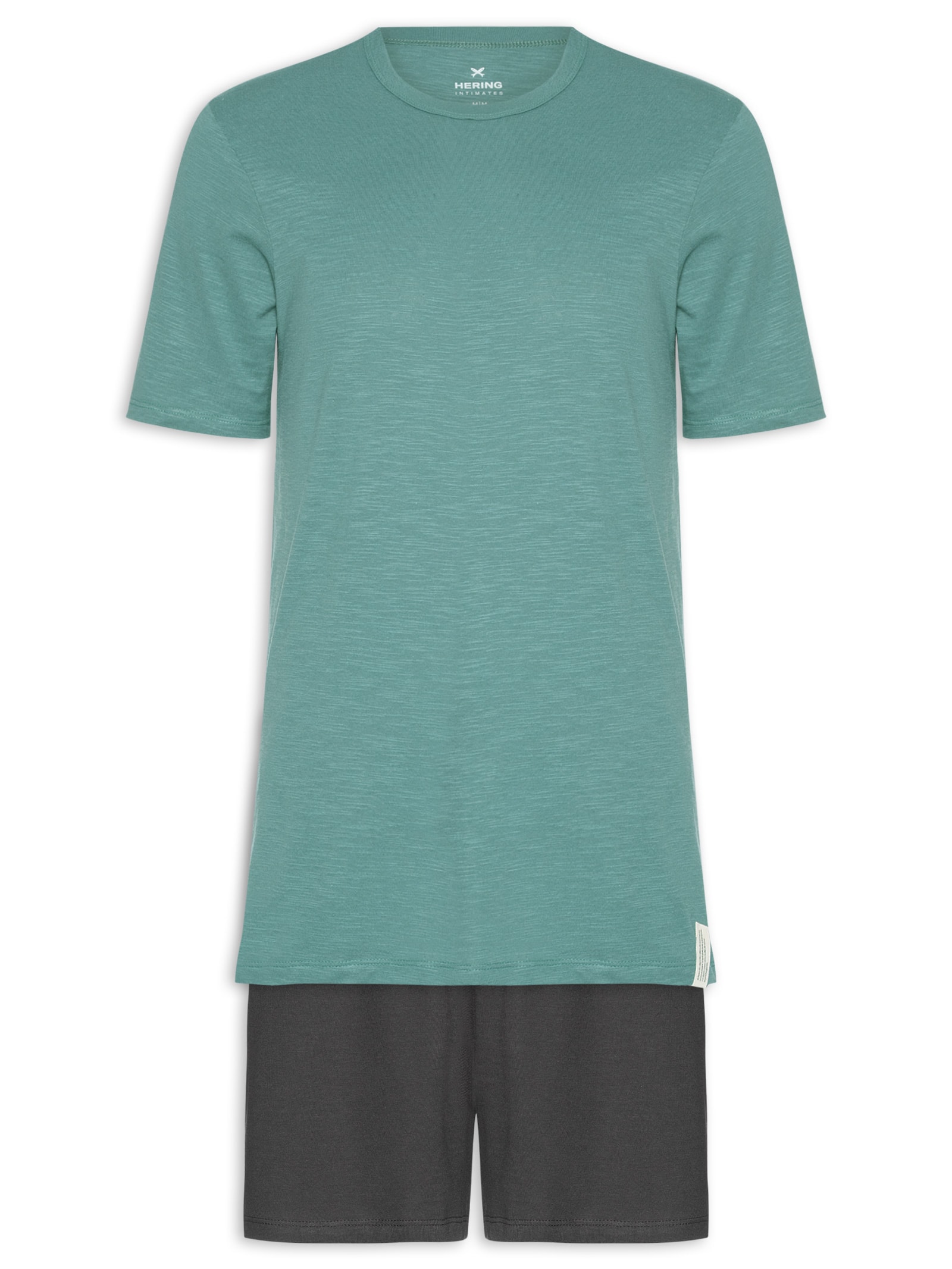 Pijama Masculino Flamê com Bermuda Lisa Verde Hering Intimates