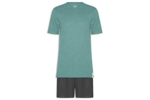 Pijama Masculino Flamê com Bermuda Lisa - Verde