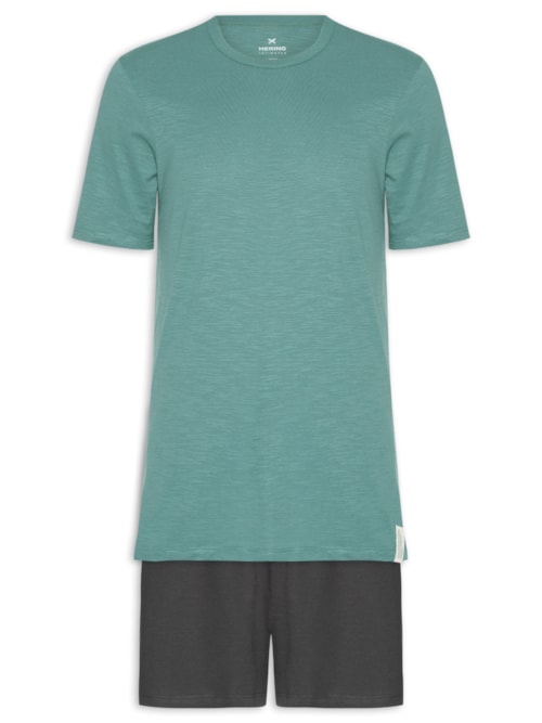 Pijama Masculino Flamê com Bermuda Lisa – Verde