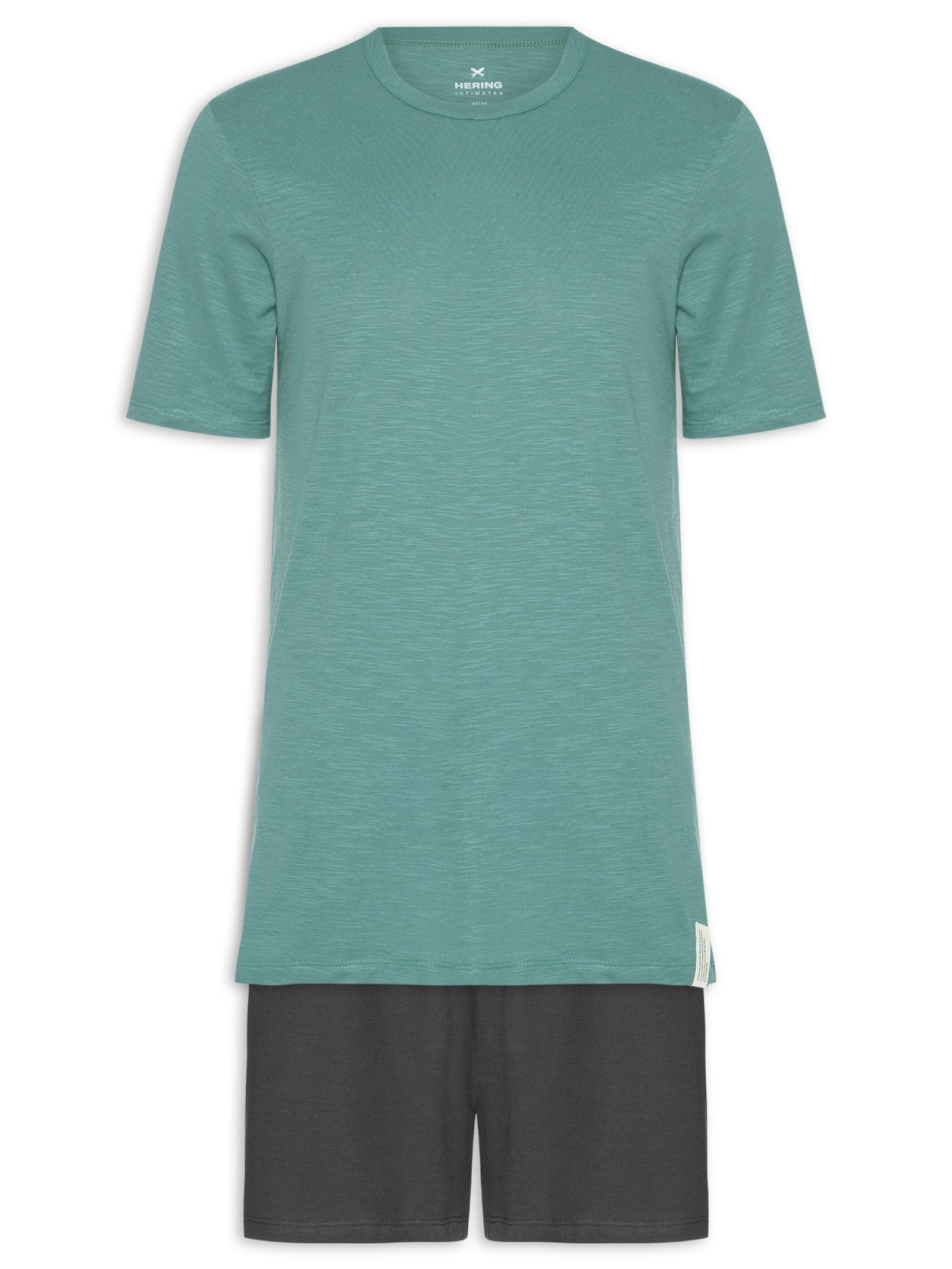 Pijama Masculino Flamê com Bermuda Lisa Verde Hering Intimates