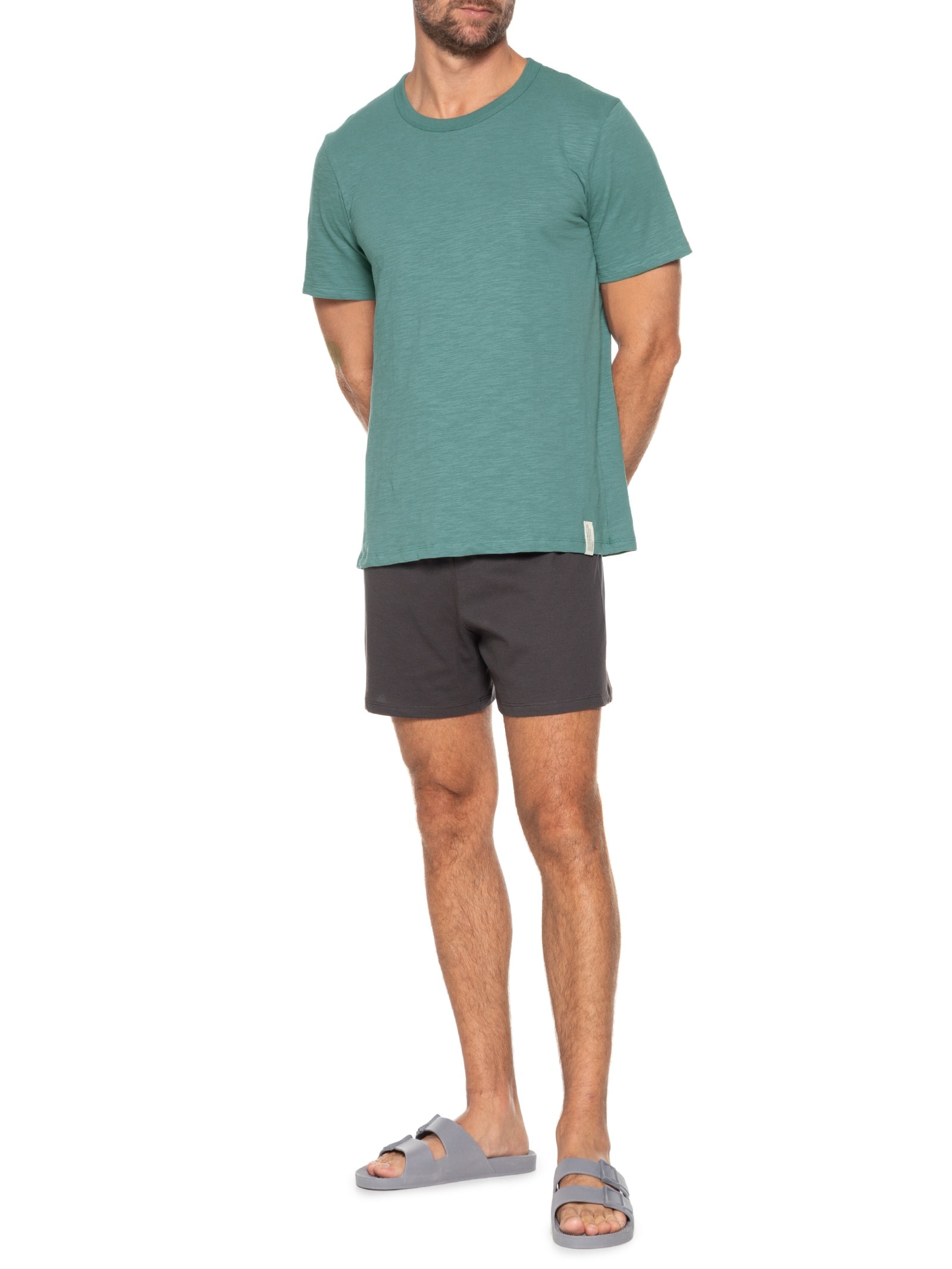 Pijama Masculino Flamê com Bermuda Lisa Verde Hering Intimates