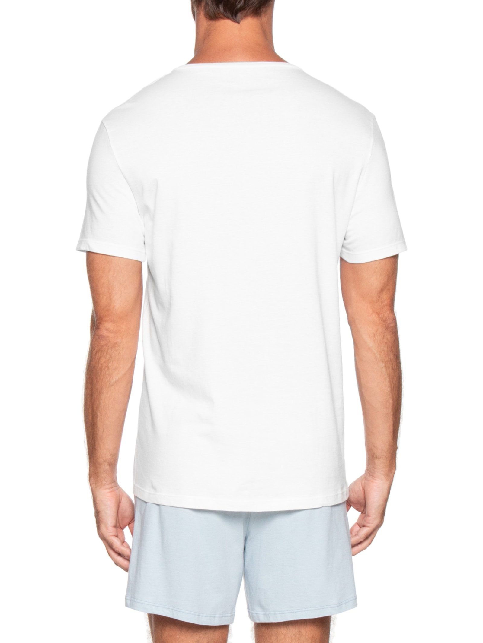 Pijama Masculino Gola V com Bermuda Branco Hering Intimates