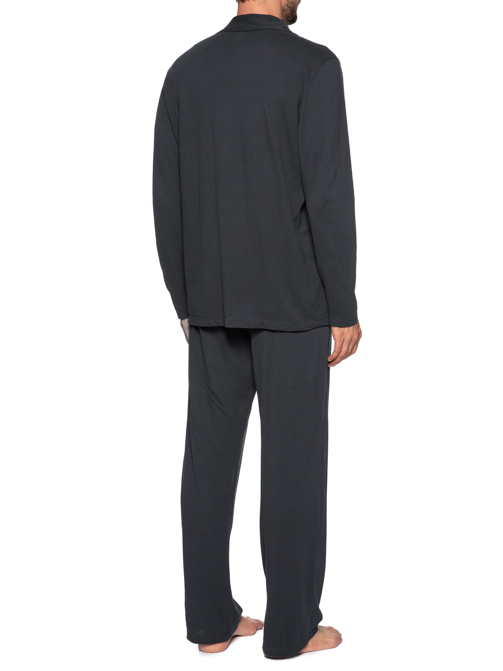 Pijama Masculino Longo Americano Em Malha Piquet Cinza Hering Intimates