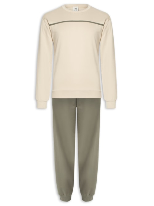 Pijama Masculino Longo Em Moletom - Verde
