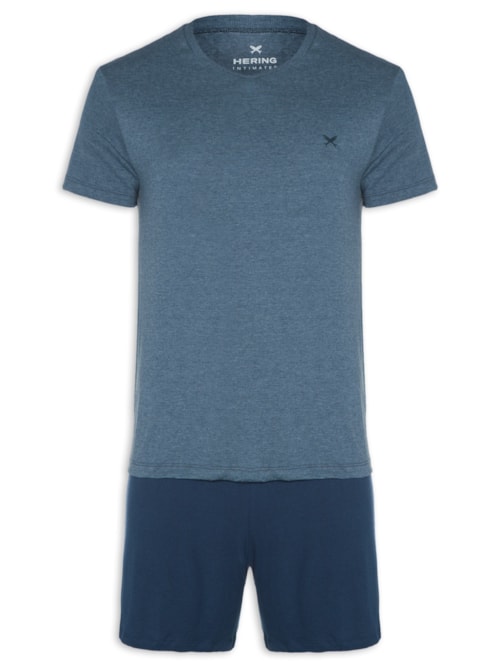 Pijama Masculino Manga Curta – Azul