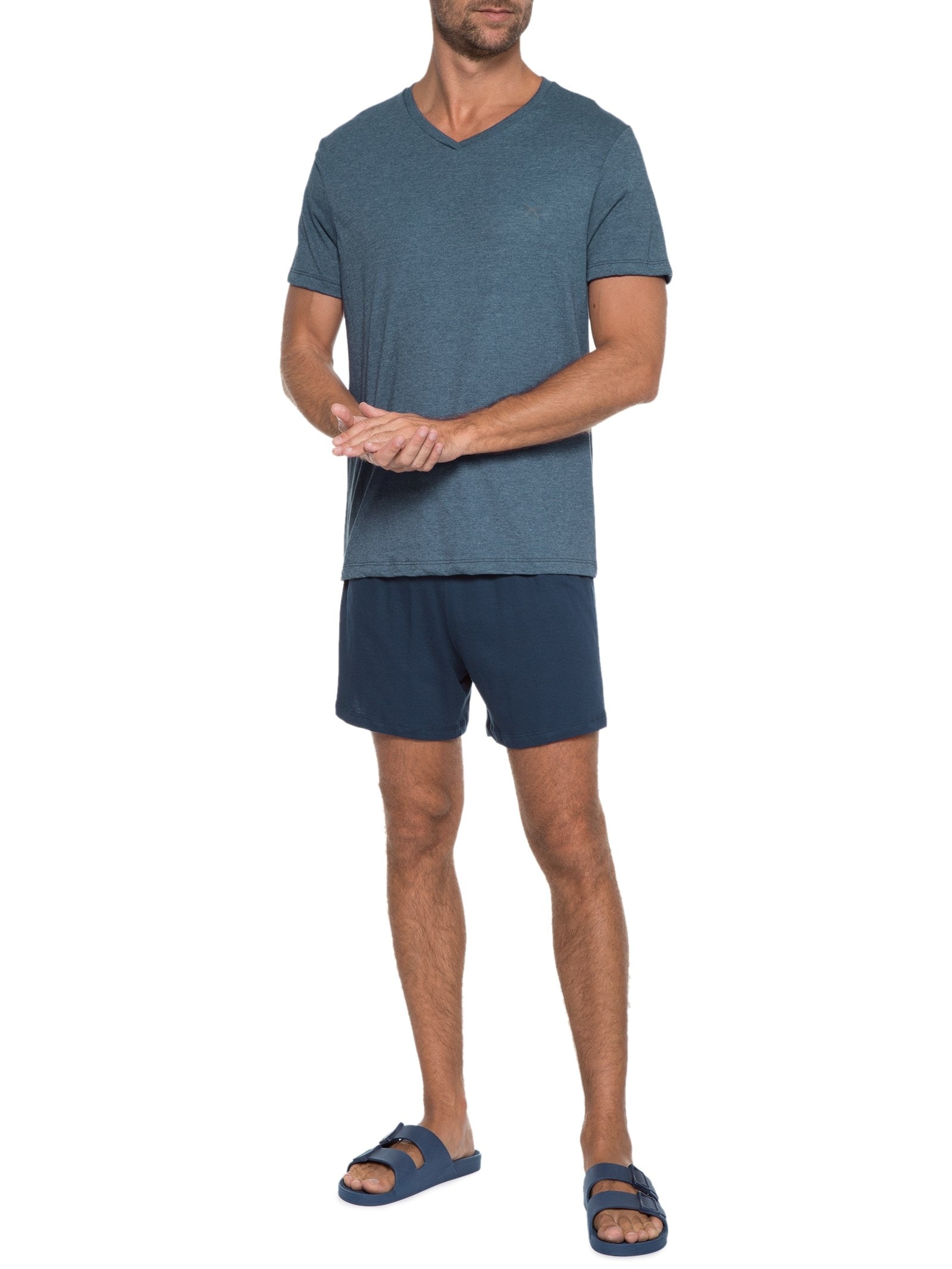 Pijama Masculino Manga Curta Azul Hering Intimates