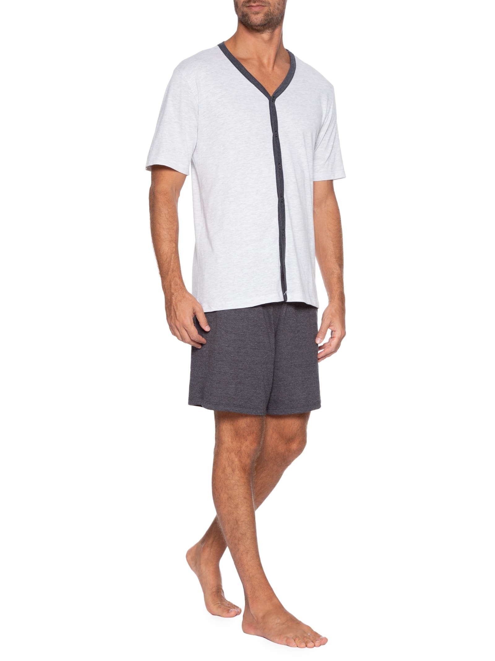 Pijama Masculino Manga Curta Cinza Hering Intimates