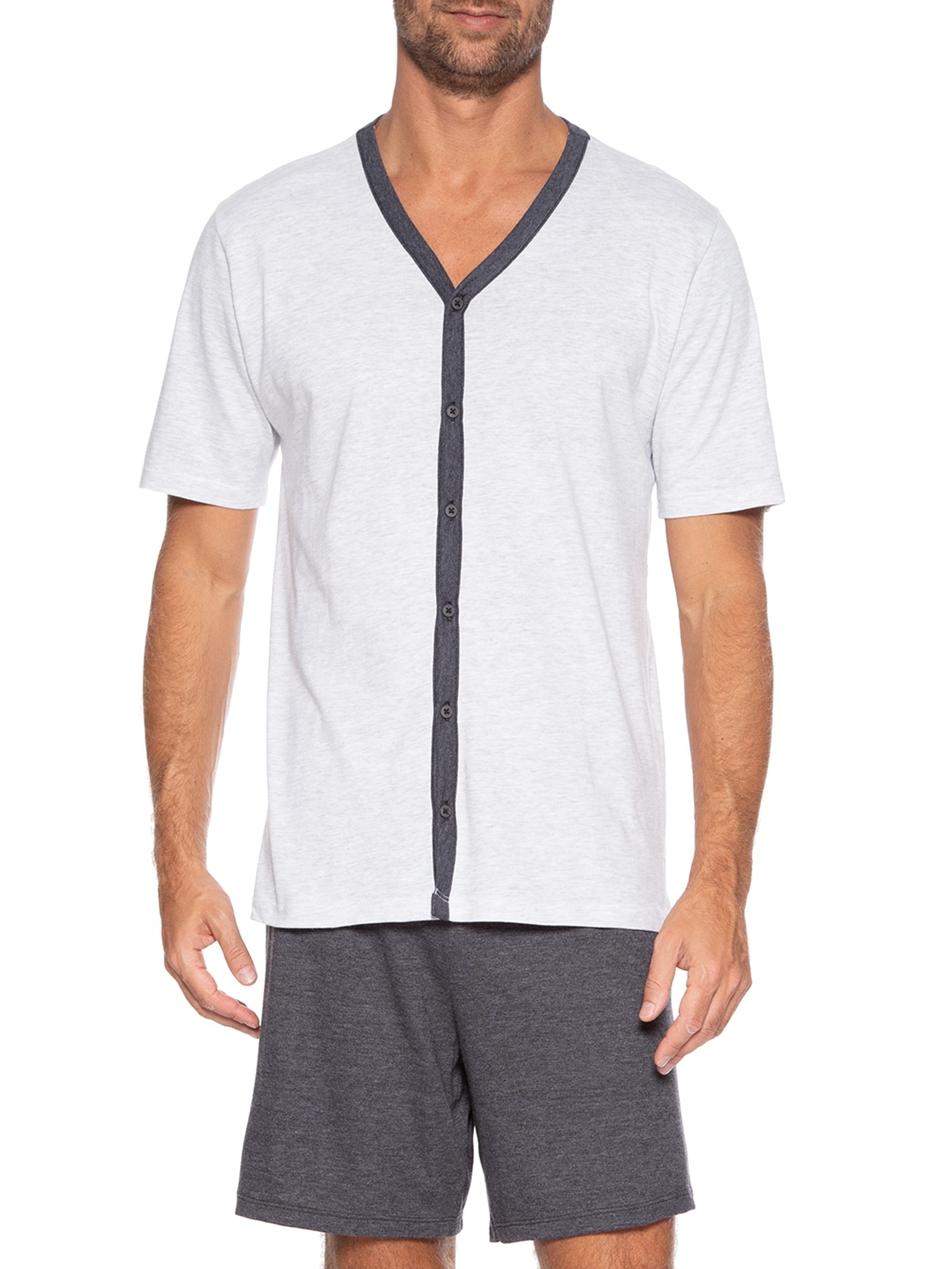 Pijama Masculino Manga Curta Cinza Hering Intimates