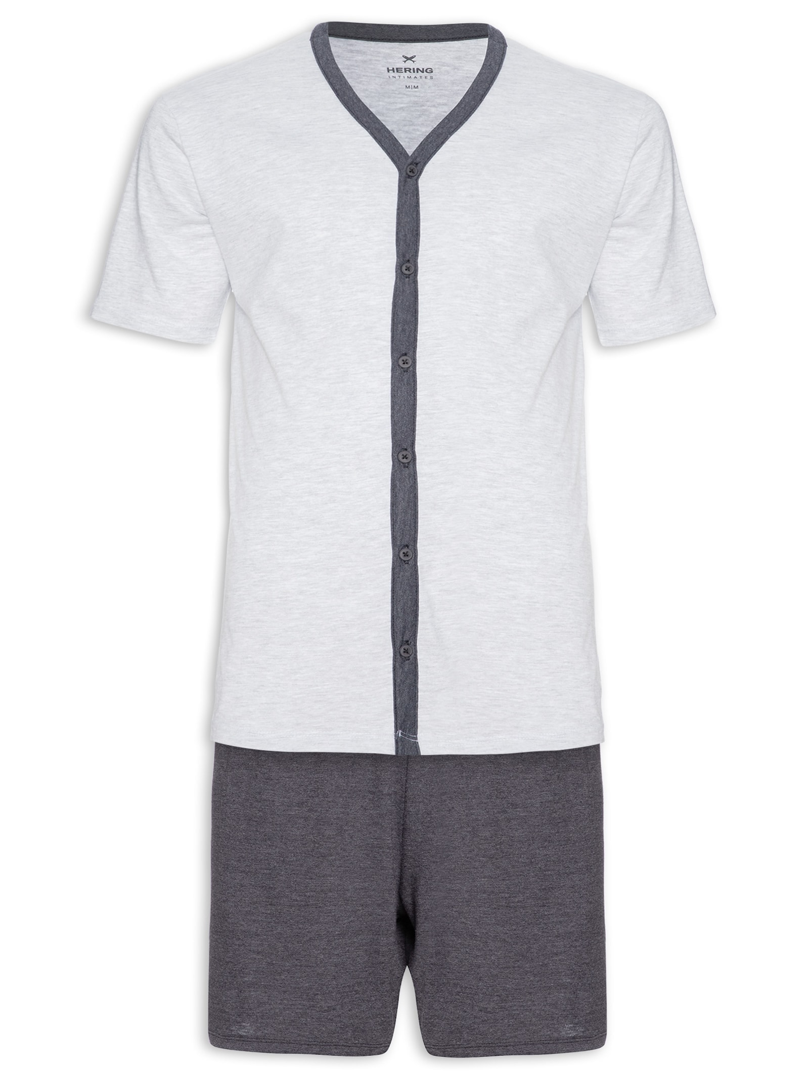 Pijama Masculino Manga Curta Cinza Hering Intimates