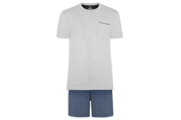 Pijama Masculino Manga Curta - Cinza