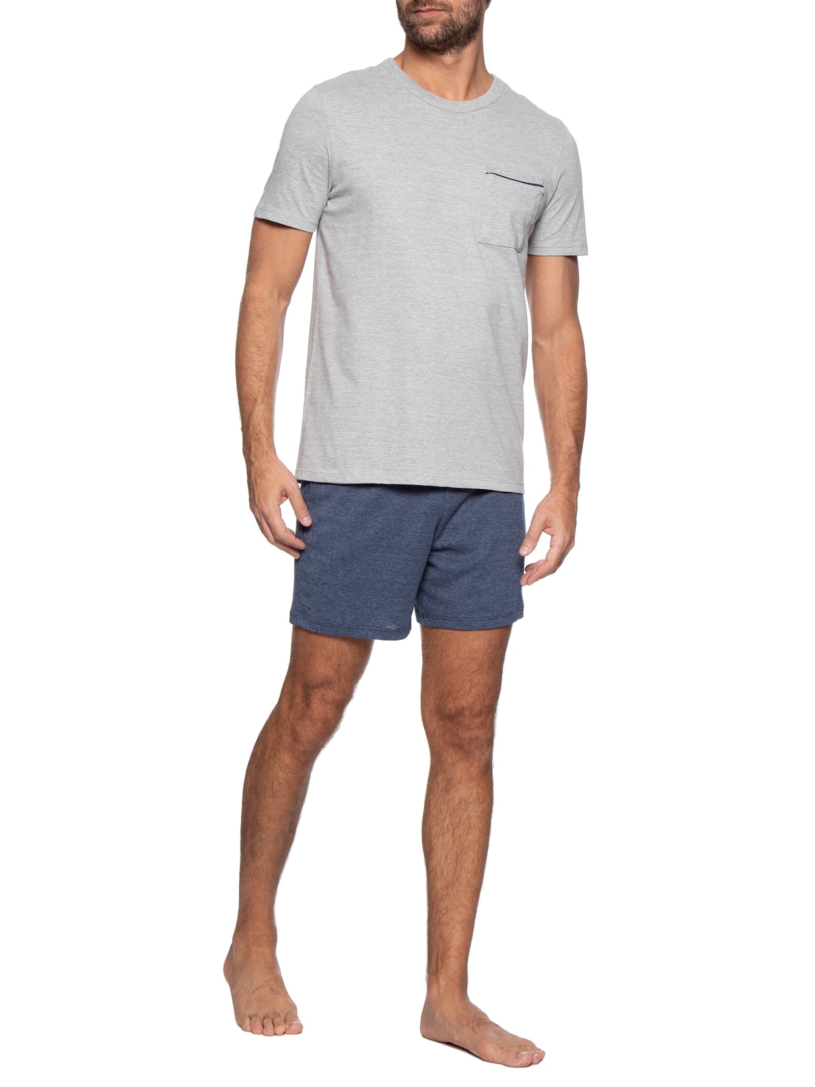 Pijama Masculino Manga Curta Cinza Hering Intimates