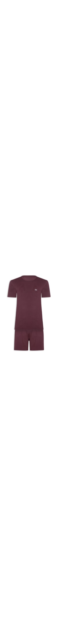 Pijama Masculino Manga Curta Com Bermuda Bolso CK Modal - Vermelho