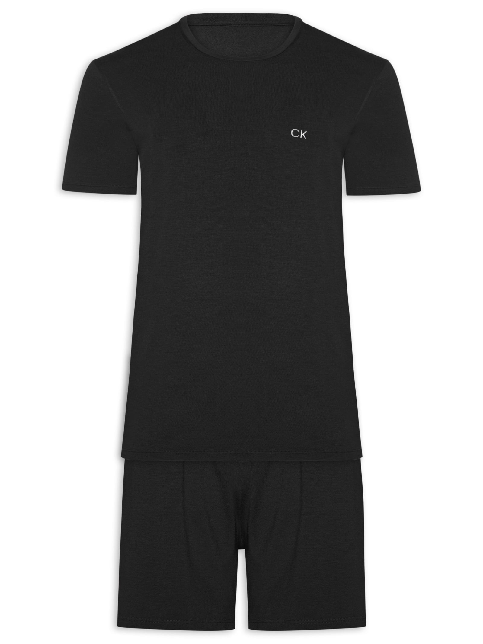 Pijama Masculino Manga Curta Com Bermuda Bolso CK Modal – Preto Calvin Klein Underwear