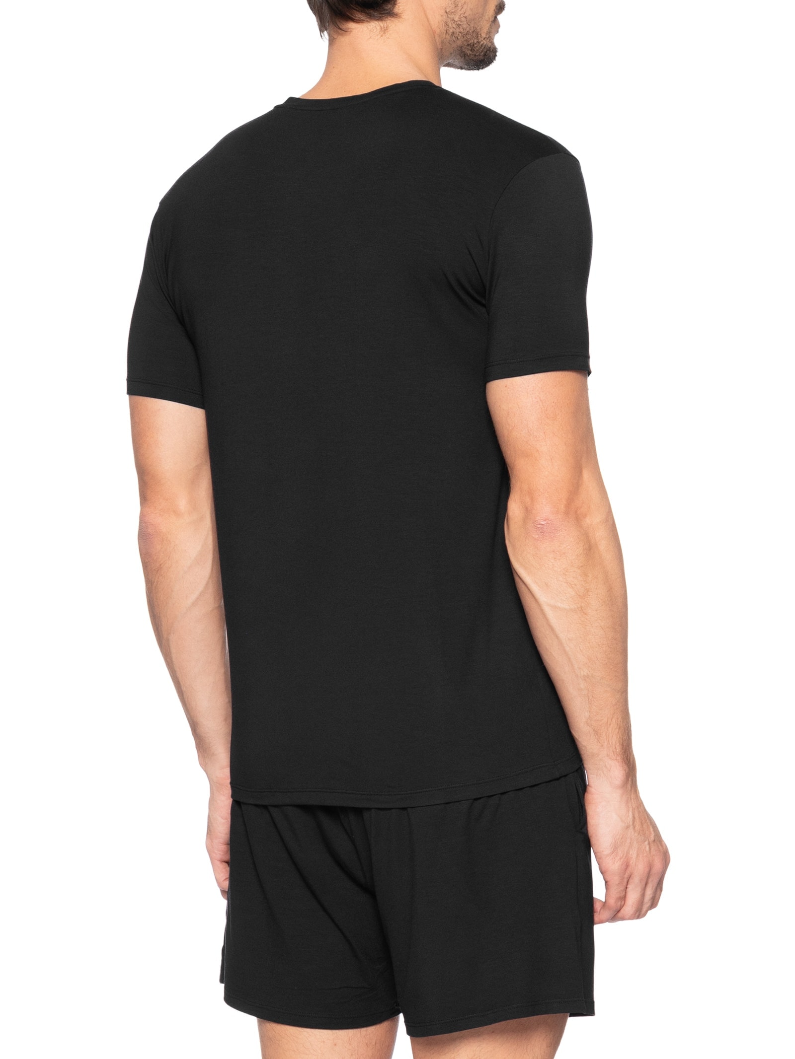 Pijama Masculino Manga Curta Com Bermuda Bolso CK Modal – Preto Calvin Klein Underwear