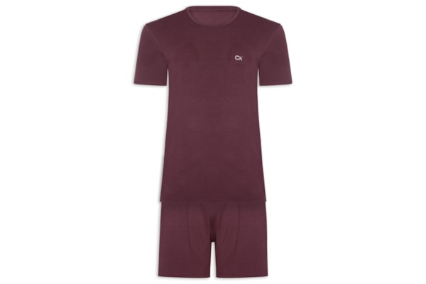 Pijama Masculino Manga Curta Com Bermuda Bolso CK Modal – Vermelho