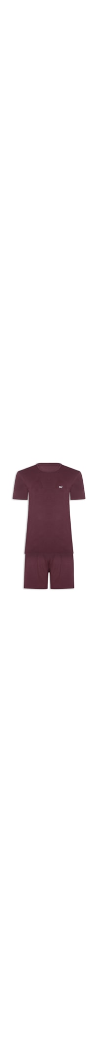 Pijama Masculino Manga Curta Com Bermuda Bolso CK Modal – Vermelho