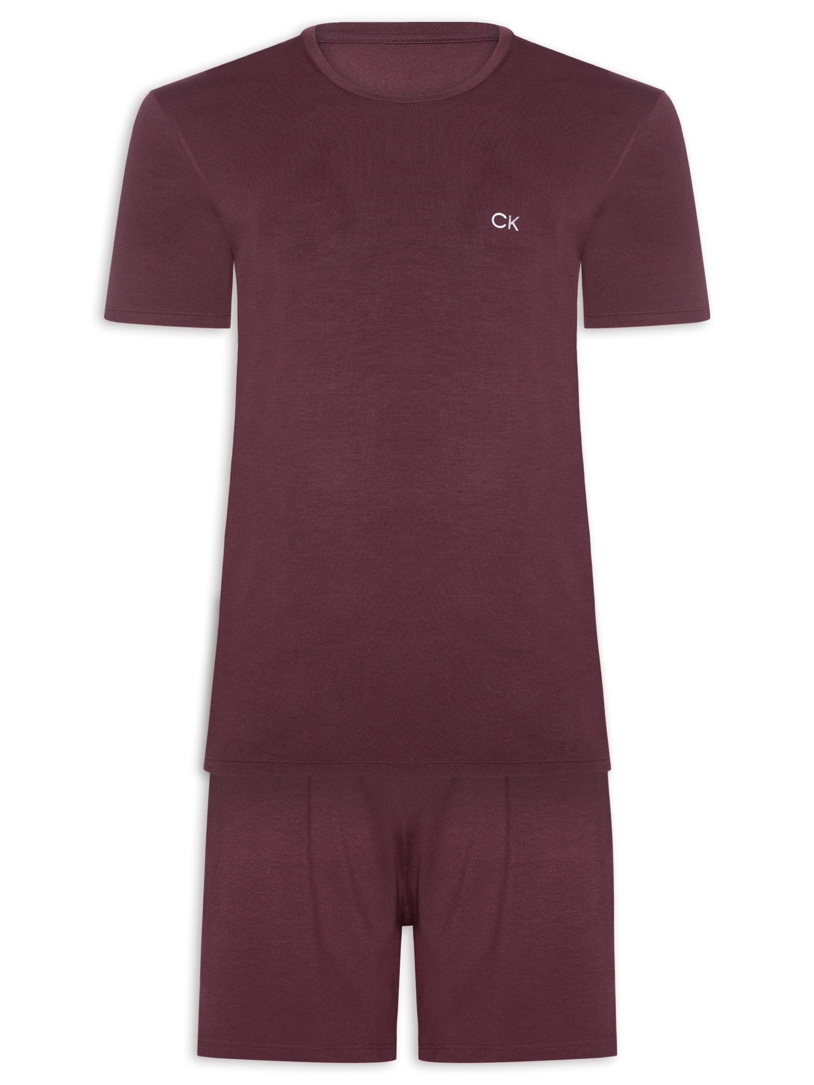 Pijama Masculino Manga Curta Com Bermuda Bolso CK Modal – Vermelho Calvin Klein Underwear