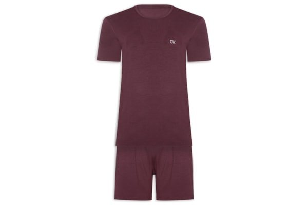Pijama Masculino Manga Curta Com Bermuda Bolso CK Modal – Vermelho