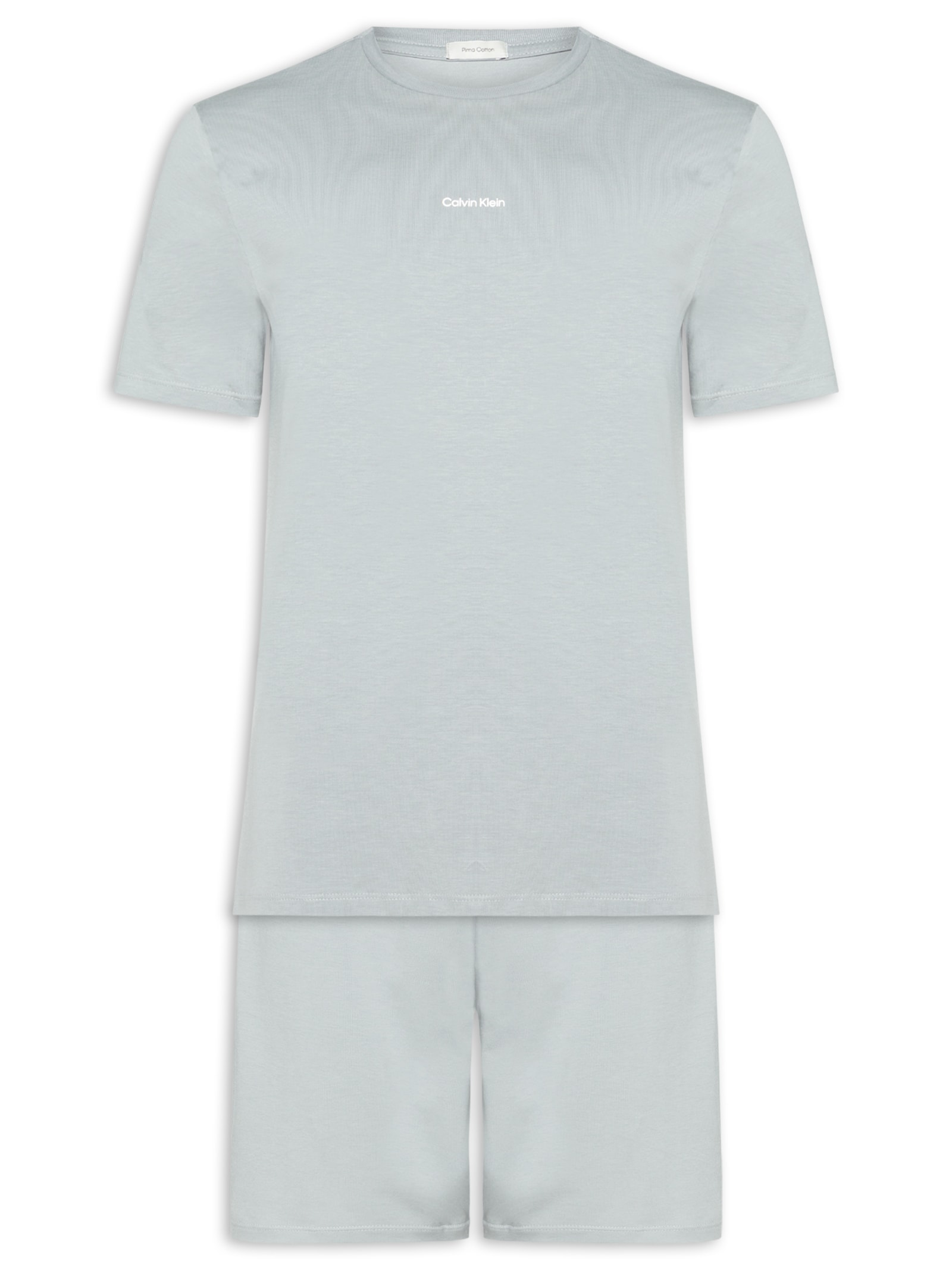 Pijama Masculino Manga Curta E Bermuda Pima Cotton Cinza Calvin Klein Underwear