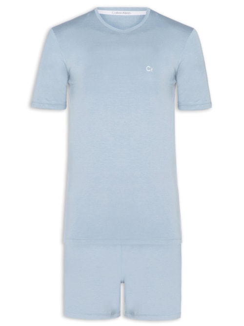 Pijama Masculino Manga Curta Modal – Azul