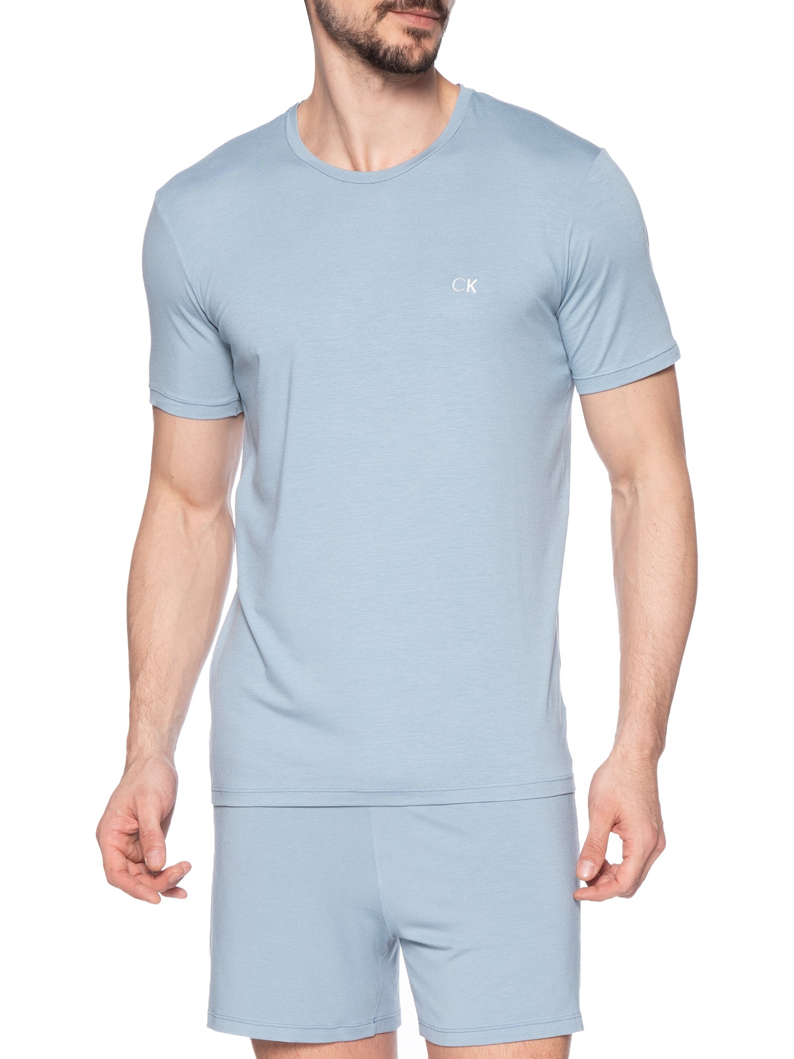 Pijama Masculino Manga Curta Modal Azul Calvin Klein Underwear