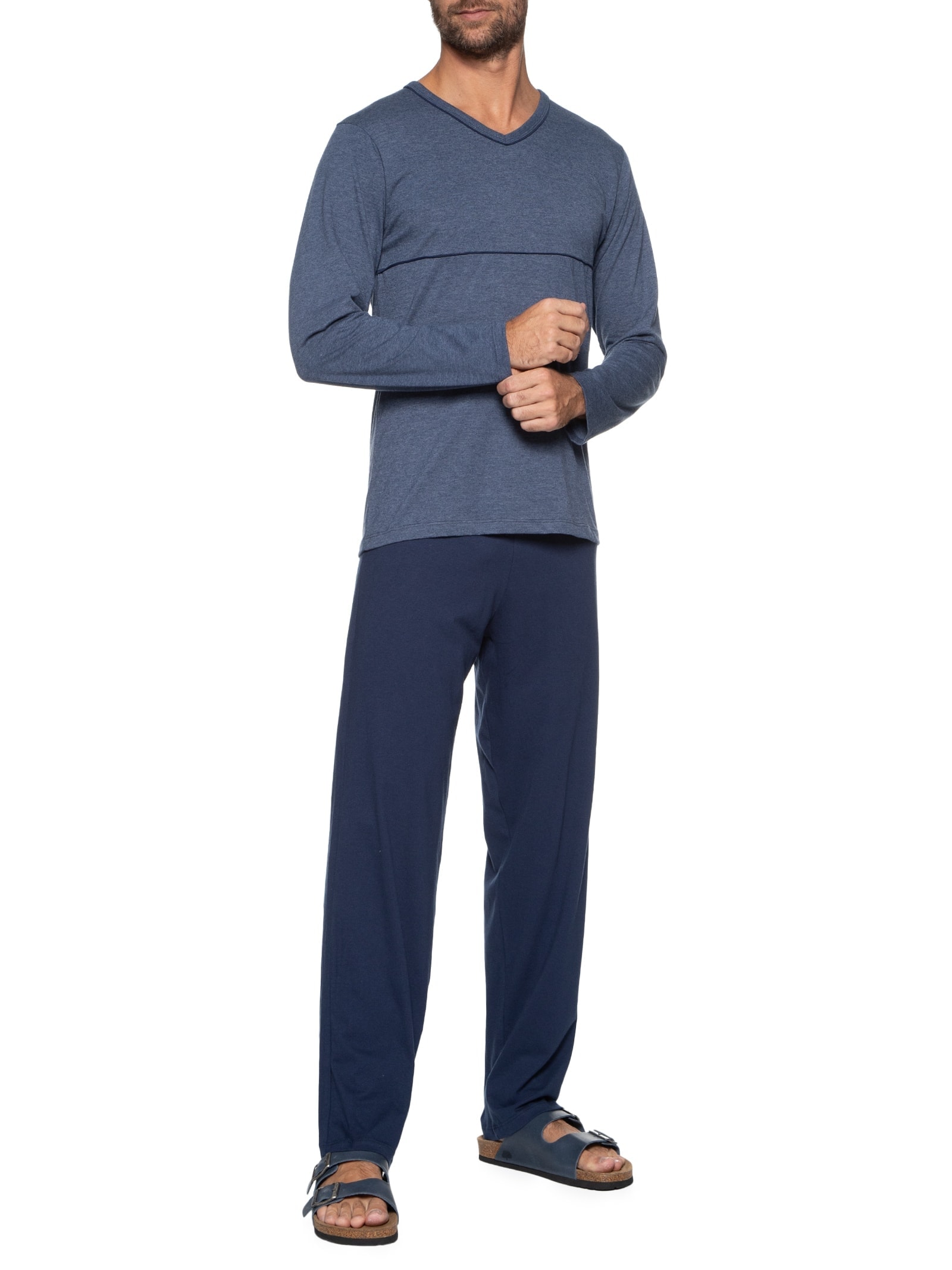Pijama Masculino Manga Longa Azul Hering Intimates