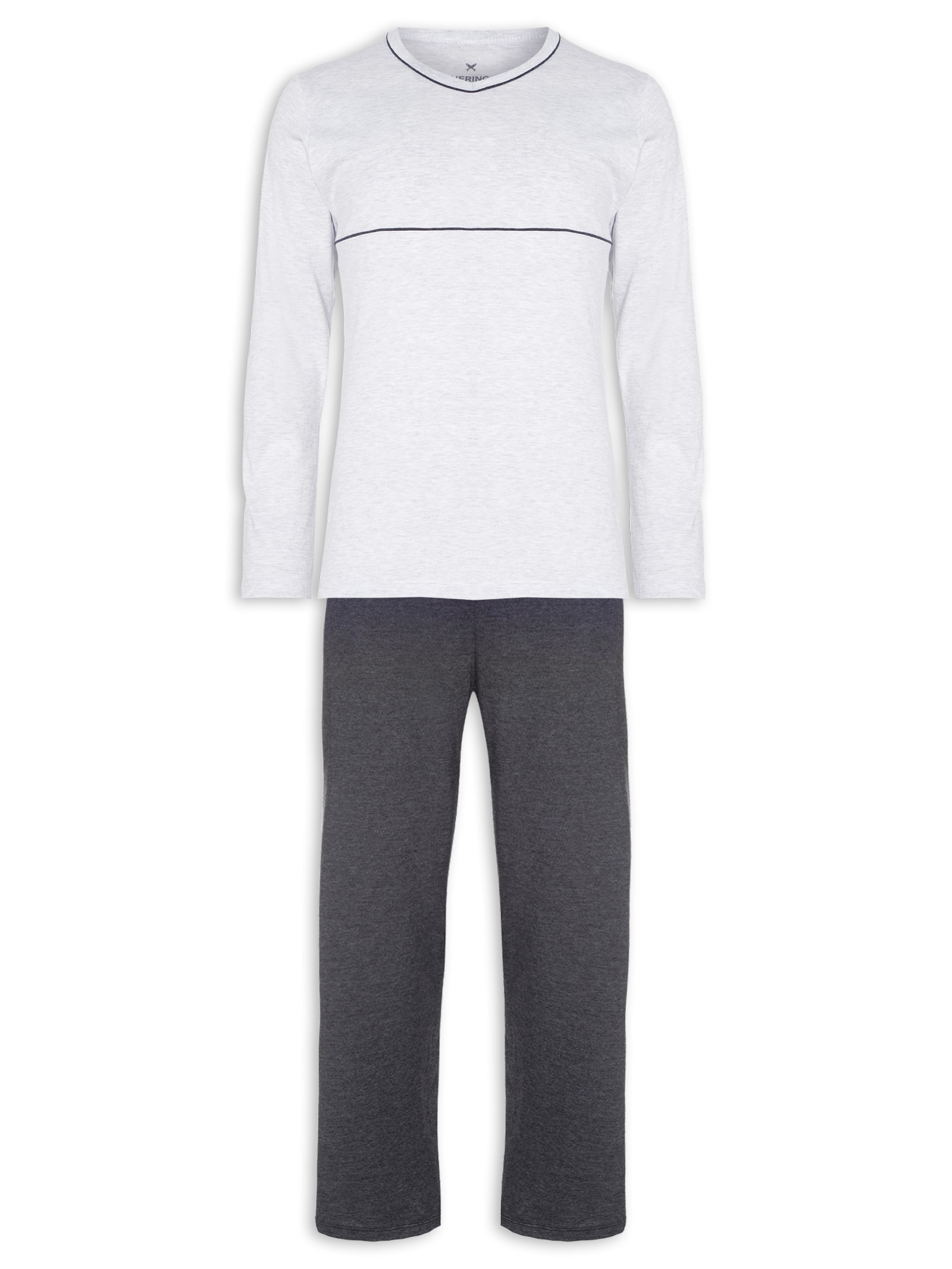 Pijama Masculino Manga Longa Cinza Hering Intimates