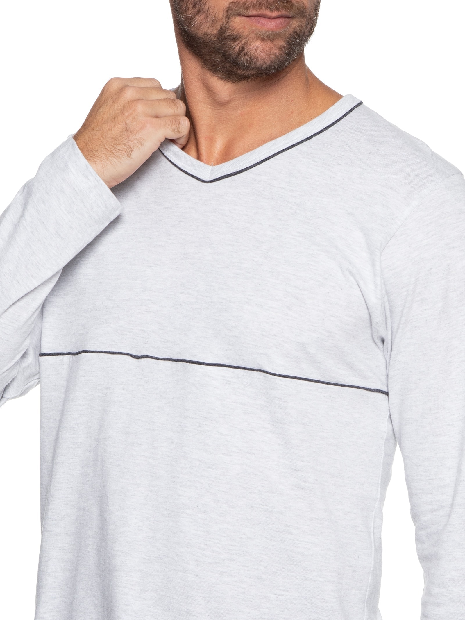 Pijama Masculino Manga Longa Cinza Hering Intimates