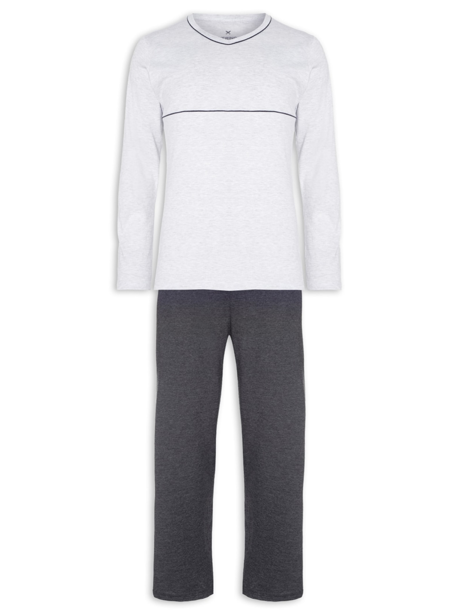 Pijama Masculino Manga Longa Cinza Hering Intimates