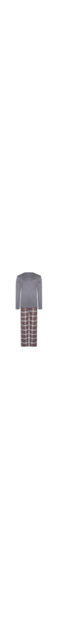 Pijama Masculino Manga Longa Com Calça Bolsos Flanela – Cinza