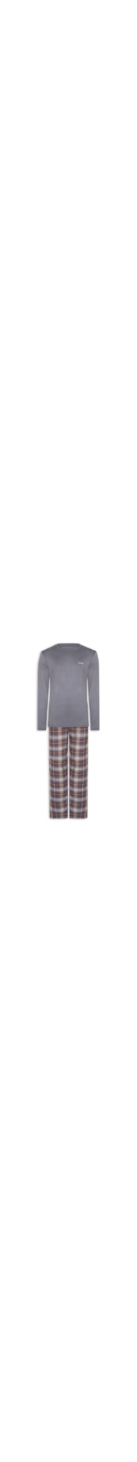 Pijama Masculino Manga Longa Com Calça Bolsos Flanela – Cinza