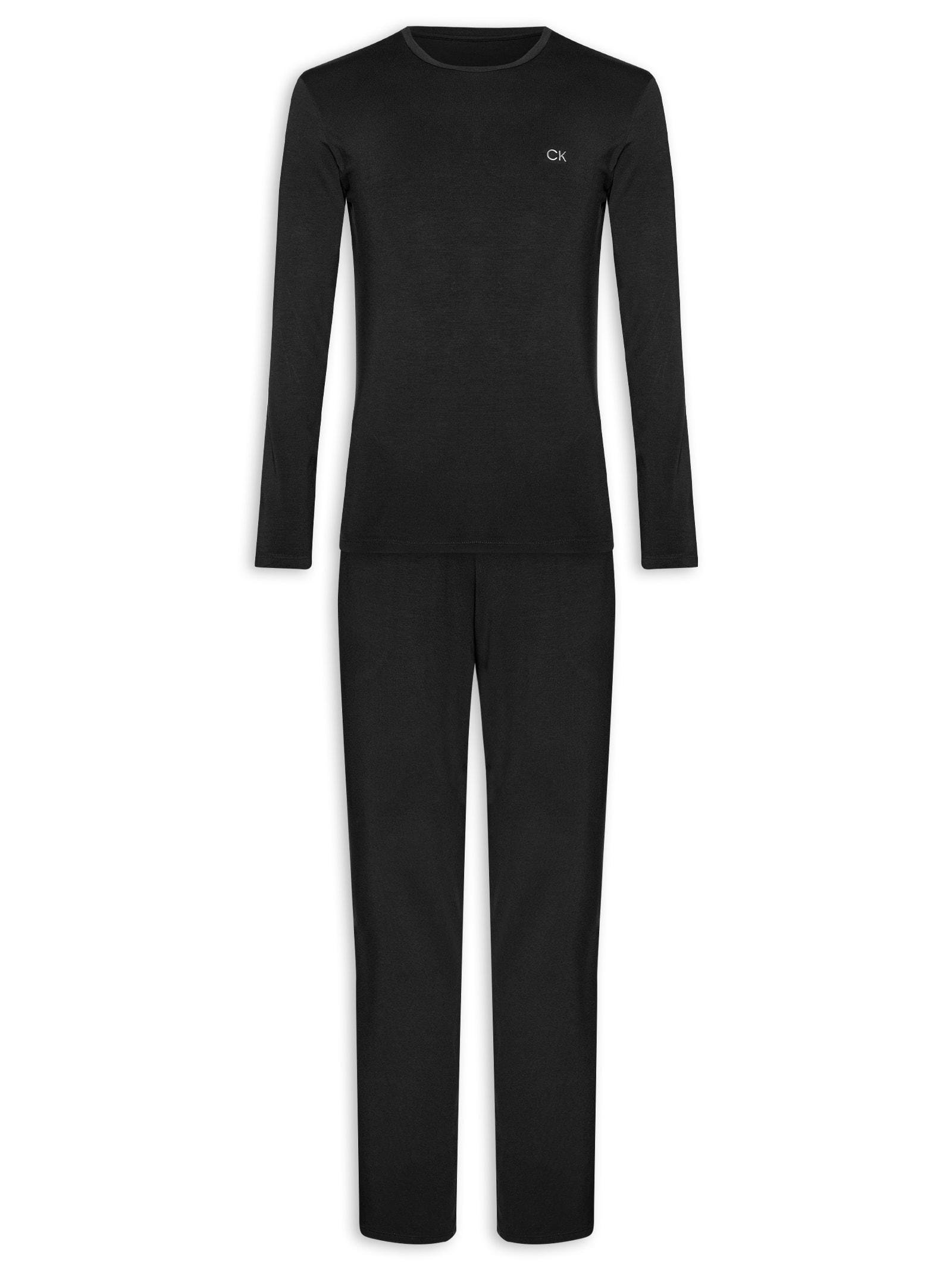 Pijama Masculino Manga Longa Com Calça CK Modal Preto Calvin Klein Underwear