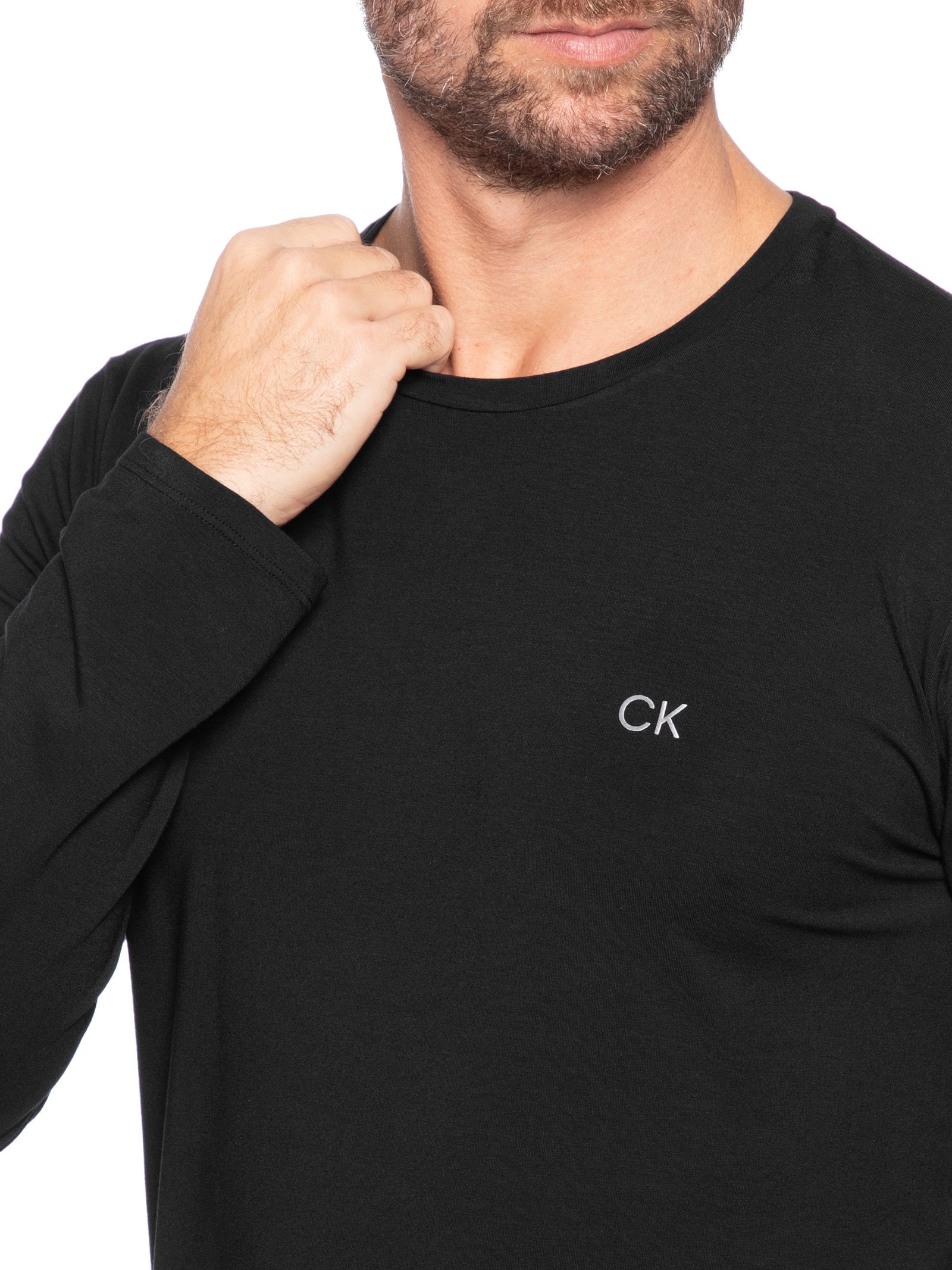Pijama Masculino Manga Longa Com Calça CK Modal Preto Calvin Klein Underwear