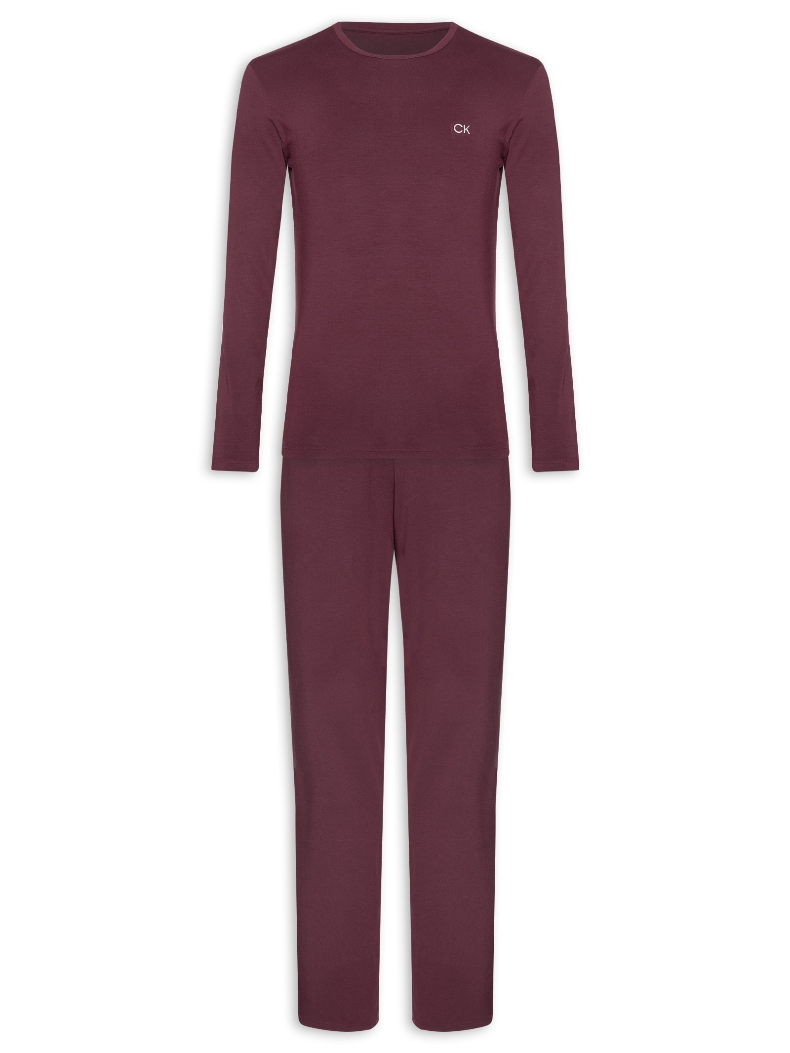 Pijama Masculino Manga Longa Com Calça CK Modal Vermelho Calvin Klein Underwear