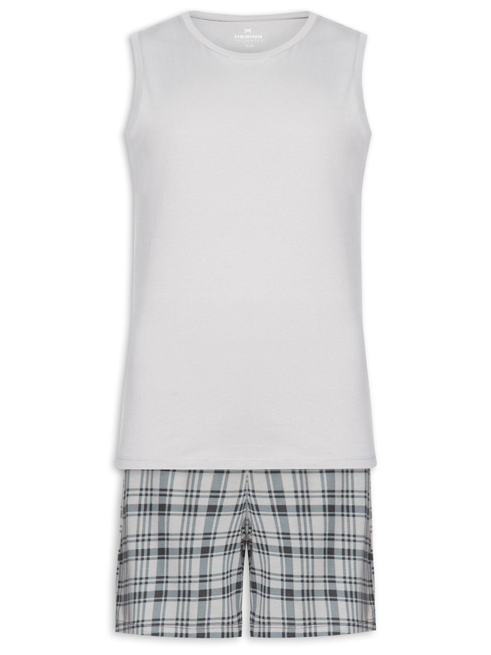 Pijama Masculino Regata Com Bermuda Estampada Cinza Hering Intimates
