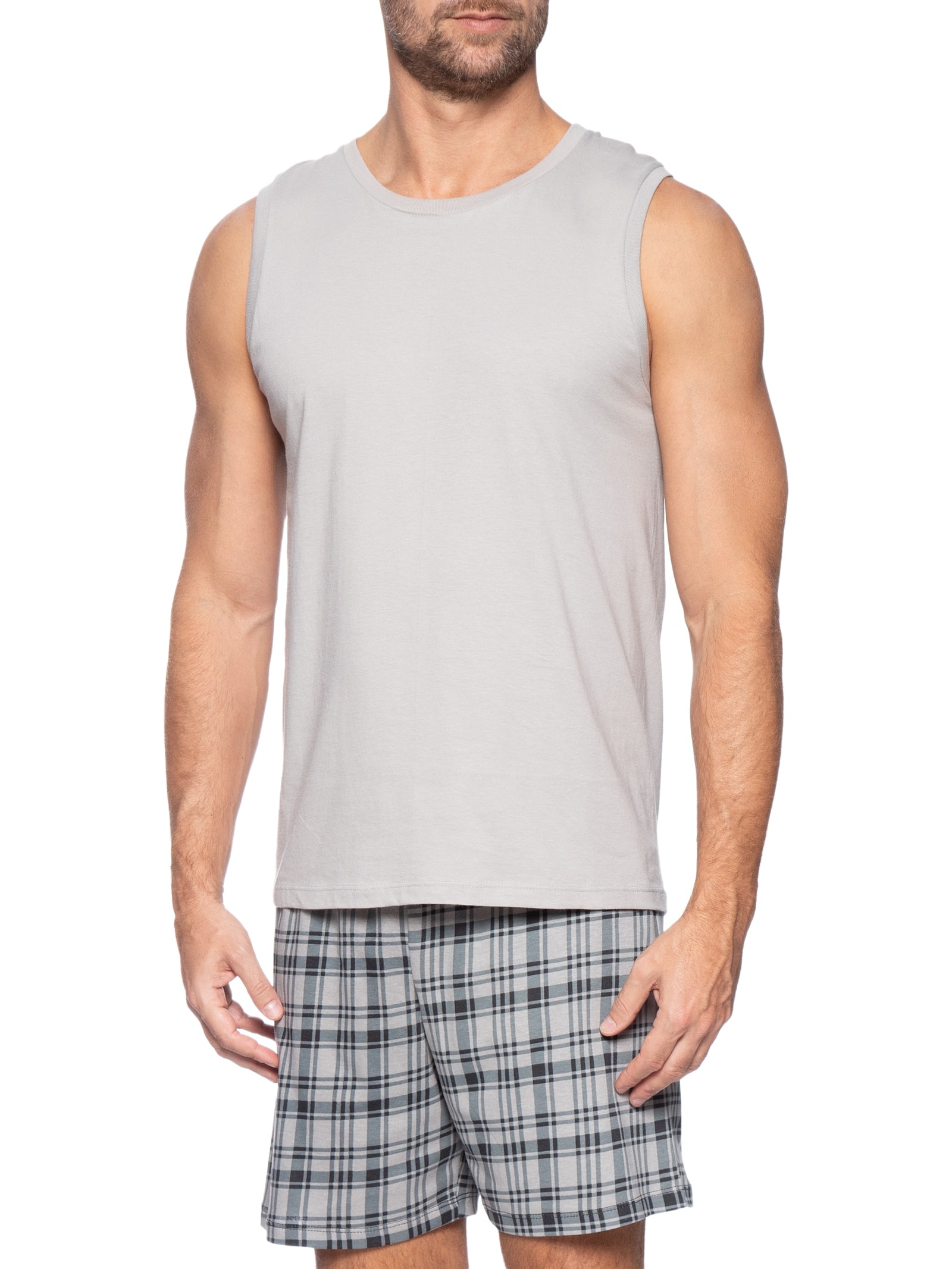 Pijama Masculino Regata Com Bermuda Estampada Cinza Hering Intimates
