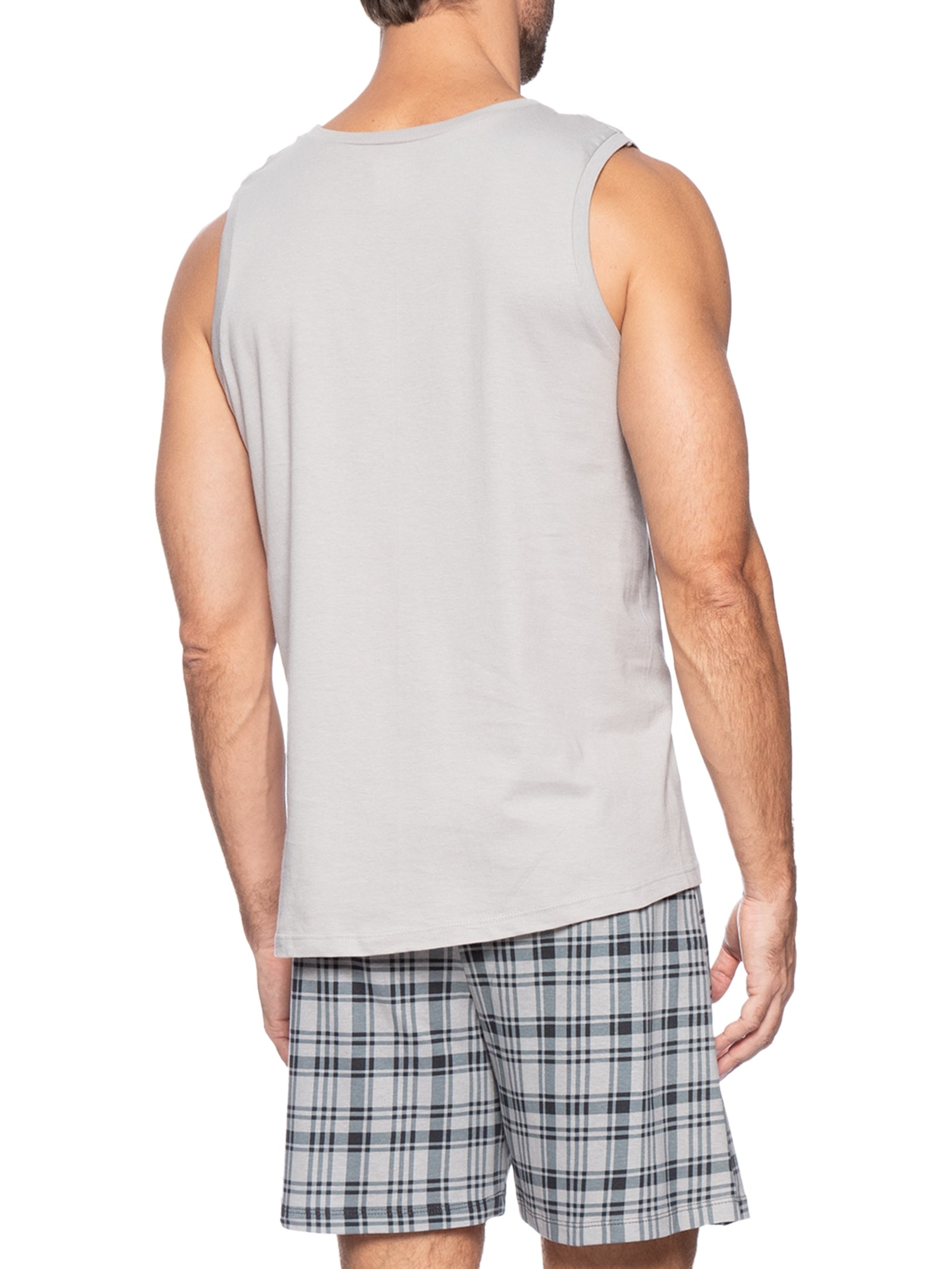Pijama Masculino Regata Com Bermuda Estampada Cinza Hering Intimates