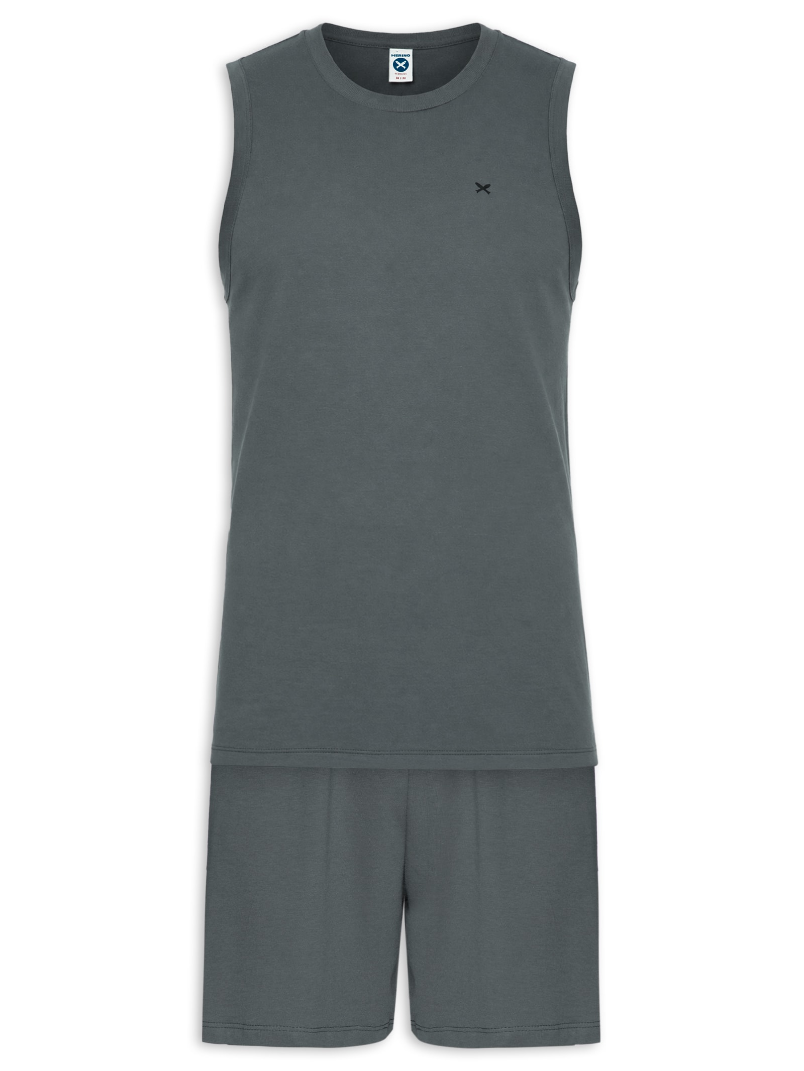 Pijama Masculino Regata Em Algodão Cinza Hering Intimates