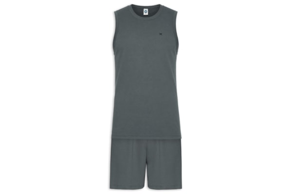 Pijama Masculino Regata Em Algodão - Cinza