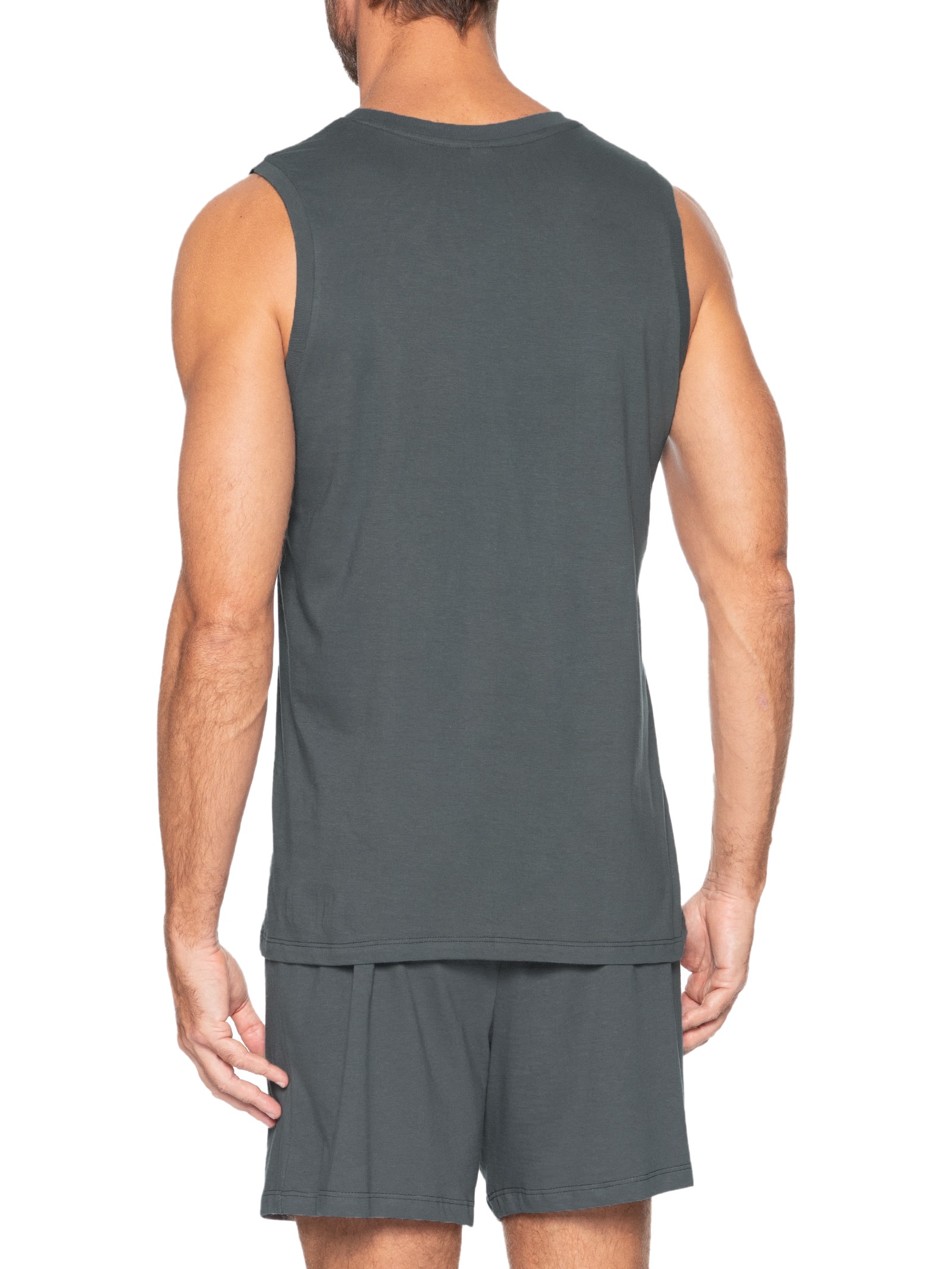 Pijama Masculino Regata Em Algodão Cinza Hering Intimates