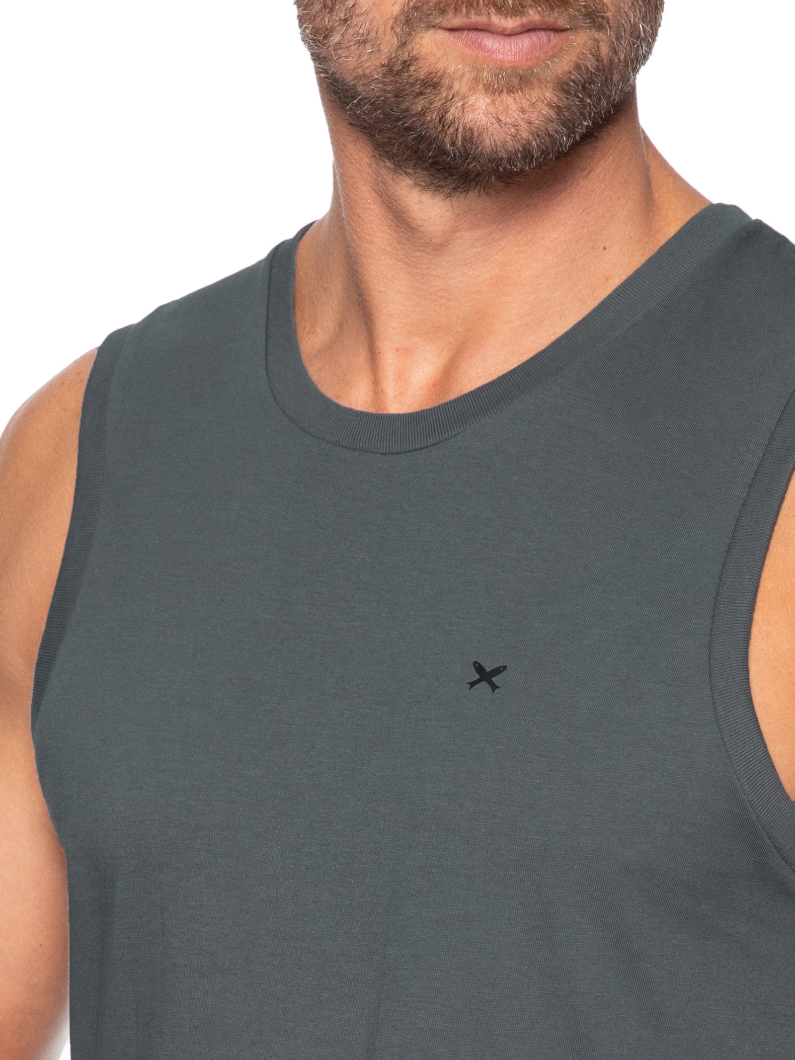 Pijama Masculino Regata Em Algodão Cinza Hering Intimates