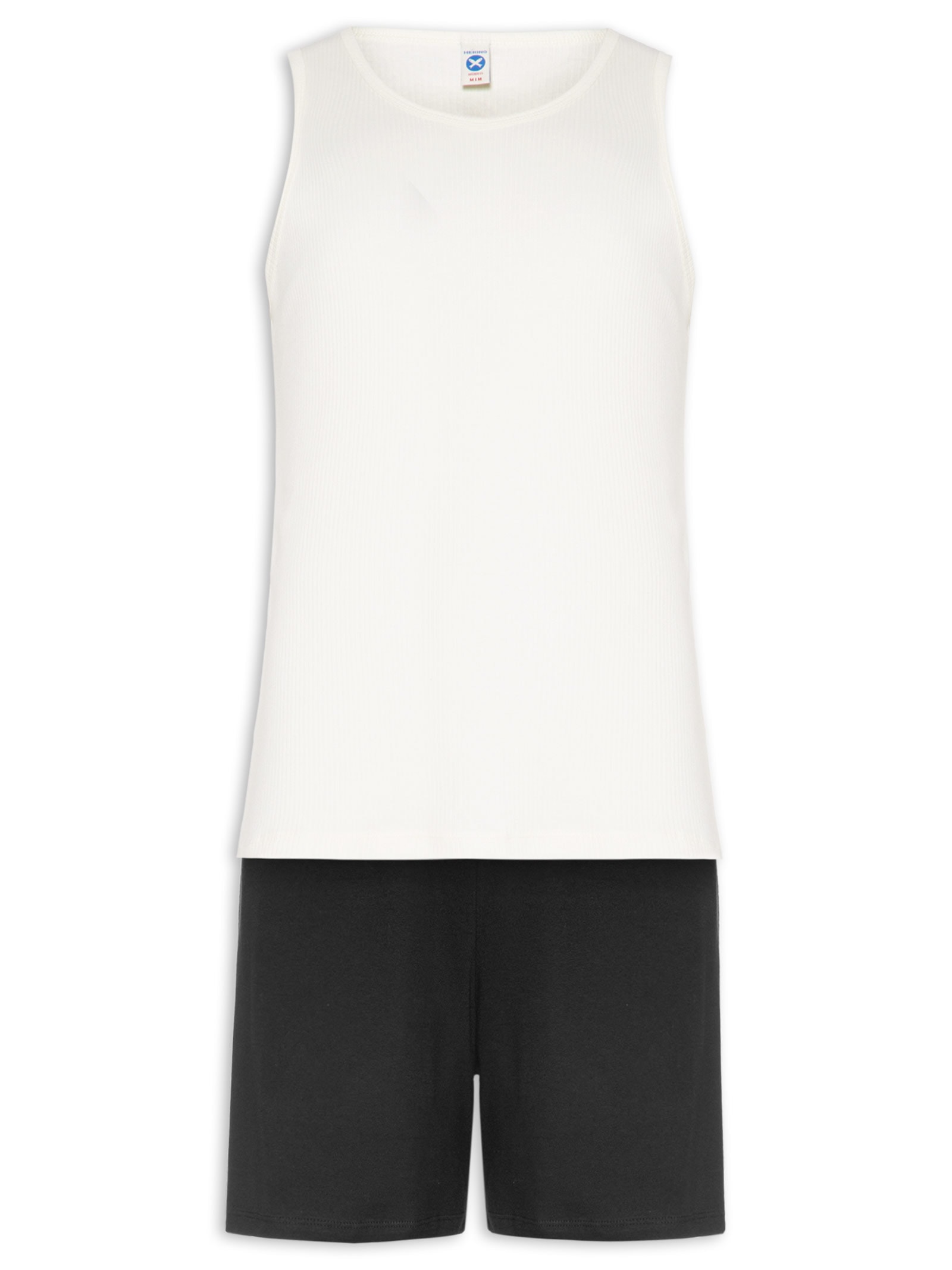 Pijama Masculino Regata Ribana Em Algodão Preto Hering Intimates