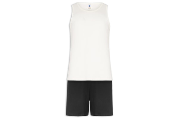 Pijama Masculino Regata Ribana Em Algodão - Preto