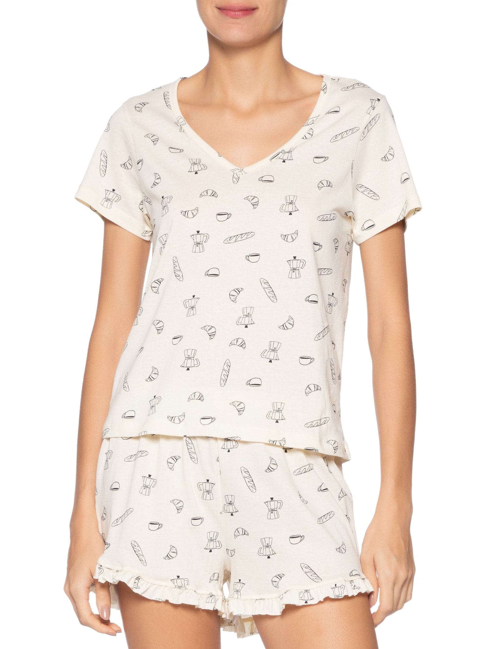 Pijama MM Feminino Bege Hering Intimates