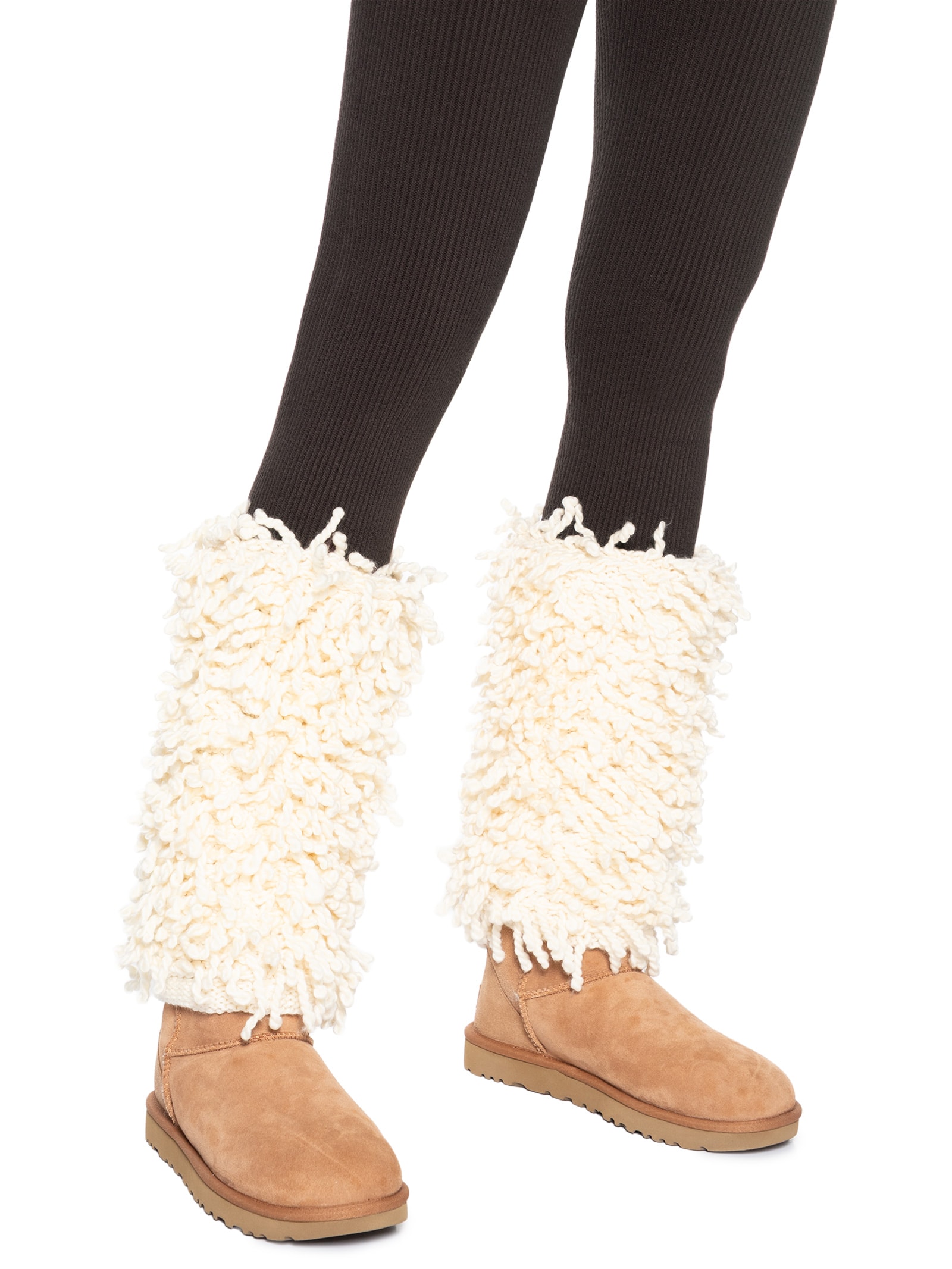 Polainas Femininas Em Franjas Bege Anselmi