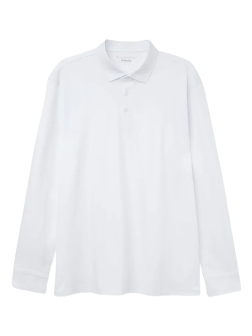 Polo De Manga Comprida Em Algodão Premium – Branco